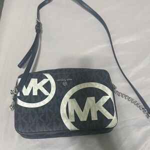 Michael Kors Dark Blue and White Logo Crossbody Bag